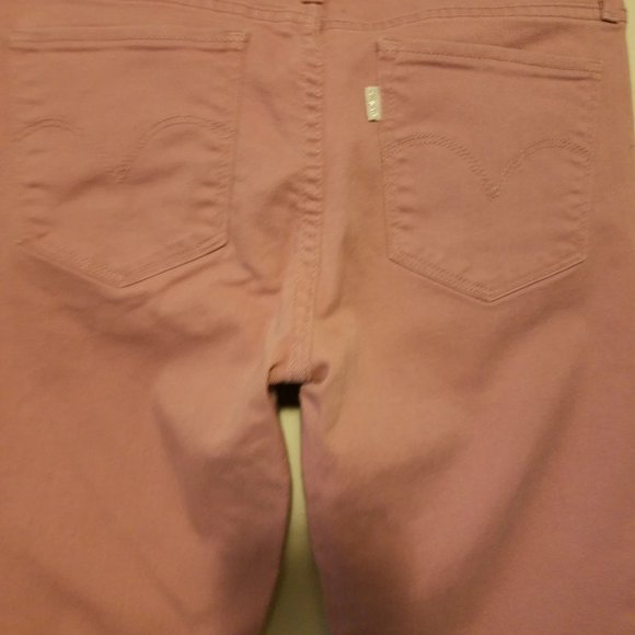 Pink Levi Jeans, Vintage 28 x 28 Levis Skinny Jeans, Women Pants 5 Pocket Zipper - Picture 6 of 8